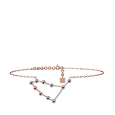 Garnet 925 ayar gümüş bilezik (20 cm rose altın rolo zincir)