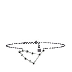 Siyah zirkon 925 ayar gümüş bilezik (20 cm gümüş rolo zincir)