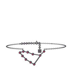 Capricorn Halhal - Rodolit garnet 925 ayar siyah rodyum kaplama gümüş bilezik (20 cm gümüş rolo zincir) #msspmg