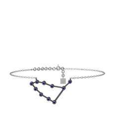 Capricorn Halhal - Lab safir 925 ayar siyah rodyum kaplama gümüş bilezik (20 cm beyaz altın rolo zincir) #r5n7cp