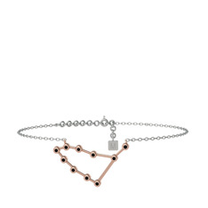 Siyah zirkon 14 ayar rose altın bilezik (20 cm gümüş rolo zincir)