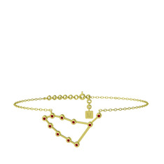 Garnet 8 ayar altın bilezik (20 cm gümüş rolo zincir)