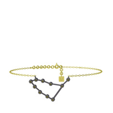 Capricorn Halhal - Peridot 925 ayar siyah rodyum kaplama gümüş bilezik (20 cm altın rolo zincir) #wpdw0b