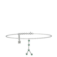 Cancer Halhal - Yeşil kuvars 14 ayar beyaz altın bilezik (20 cm beyaz altın rolo zincir) #14pdra7