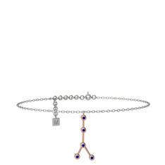 Cancer Halhal - Lab safir 14 ayar rose altın bilezik (20 cm beyaz altın rolo zincir) #15grwkc