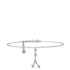 Cancer Halhal - Akuamarin 18 ayar rose altın bilezik (20 cm beyaz altın rolo zincir) #17w2cbn