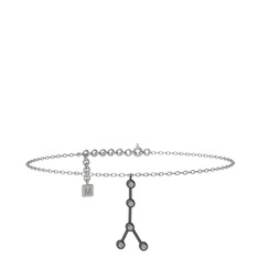 Cancer Halhal - Beyaz zirkon 925 ayar siyah rodyum kaplama gümüş bilezik (20 cm beyaz altın rolo zincir) #17zs3jj