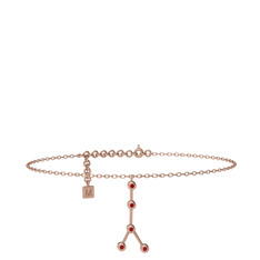 Cancer Halhal - Garnet 14 ayar rose altın bilezik (20 cm gümüş rolo zincir) #188wg9m
