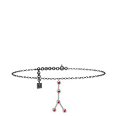 Garnet 8 ayar beyaz altın bilezik (20 cm gümüş rolo zincir)
