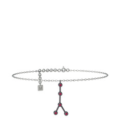 Cancer Halhal - Rodolit garnet 925 ayar siyah rodyum kaplama gümüş bilezik (20 cm beyaz altın rolo zincir) #1f54odr
