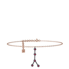 Cancer Halhal - Rodolit garnet 925 ayar siyah rodyum kaplama gümüş bilezik (20 cm rose altın rolo zincir) #1h2c6eu
