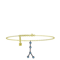 Cancer Halhal - Akuamarin 925 ayar siyah rodyum kaplama gümüş bilezik (20 cm altın rolo zincir) #1jl7upq