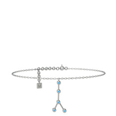 Cancer Halhal - Akuamarin 14 ayar beyaz altın bilezik (20 cm beyaz altın rolo zincir) #1k3j3rj