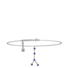 Cancer Halhal - Lab safir 8 ayar beyaz altın bilezik (20 cm beyaz altın rolo zincir) #1luy0e0