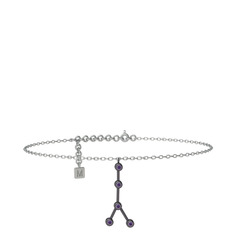 Cancer Halhal - Ametist 925 ayar siyah rodyum kaplama gümüş bilezik (20 cm beyaz altın rolo zincir) #1mn8gja