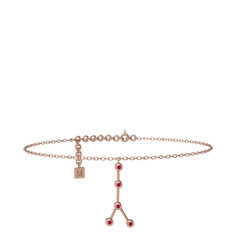Cancer Halhal - Rodolit garnet 14 ayar rose altın bilezik (20 cm rose altın rolo zincir) #1nzgktc