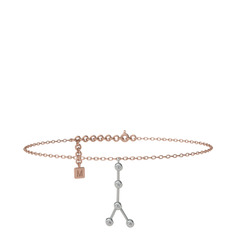 Cancer Halhal - Beyaz zirkon 14 ayar beyaz altın bilezik (20 cm rose altın rolo zincir) #1pfeewb