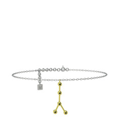 Cancer Halhal - Peridot 925 ayar altın kaplama gümüş bilezik (20 cm beyaz altın rolo zincir) #1qjt5dc