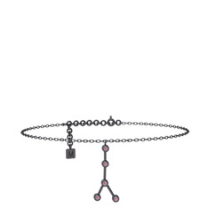 Cancer Halhal - Pembe kuvars 925 ayar siyah rodyum kaplama gümüş bilezik (20 cm gümüş rolo zincir) #1qo38rk