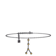 Cancer Halhal - Sitrin 925 ayar siyah rodyum kaplama gümüş bilezik (20 cm gümüş rolo zincir) #1reda0z