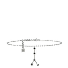 Cancer Halhal - Siyah zirkon 925 ayar gümüş bilezik (20 cm beyaz altın rolo zincir) #1tb3uub