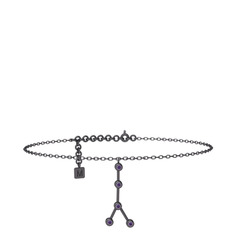 Cancer Halhal - Ametist 925 ayar siyah rodyum kaplama gümüş bilezik (20 cm gümüş rolo zincir) #1tm0f7i