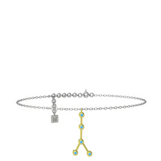 Cancer Halhal - Akuamarin 8 ayar altın bilezik (20 cm beyaz altın rolo zincir) #1uekw0