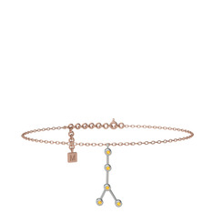 Cancer Halhal - Sitrin 14 ayar beyaz altın bilezik (20 cm rose altın rolo zincir) #1wisbw