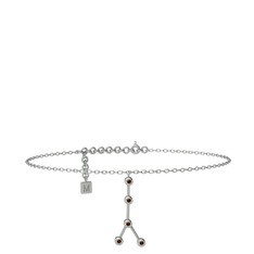 Cancer Halhal - Dumanlı kuvars 8 ayar beyaz altın bilezik (20 cm gümüş rolo zincir) #1ysn5s4