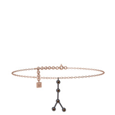 Cancer Halhal - Dumanlı kuvars 925 ayar siyah rodyum kaplama gümüş bilezik (20 cm rose altın rolo zincir) #3ll3ma