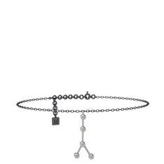 Cancer Halhal - Swarovski 14 ayar beyaz altın bilezik (20 cm gümüş rolo zincir) #5n3dur