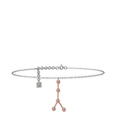 Cancer Halhal - Pembe kuvars 14 ayar rose altın bilezik (20 cm beyaz altın rolo zincir) #azpiot