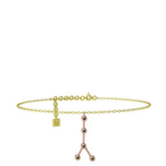 Cancer Halhal - Peridot 18 ayar rose altın bilezik (20 cm gümüş rolo zincir) #b215yl