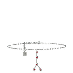 Garnet 18 ayar beyaz altın bilezik (20 cm beyaz altın rolo zincir)