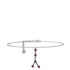 Garnet 925 ayar siyah rodyum kaplama gümüş bilezik (20 cm beyaz altın rolo zincir)
