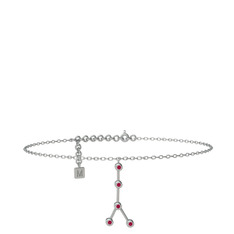 Cancer Halhal - Rodolit garnet 925 ayar gümüş bilezik (20 cm beyaz altın rolo zincir) #dk6oys