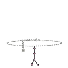 Cancer Halhal - Pembe kuvars 925 ayar siyah rodyum kaplama gümüş bilezik (20 cm beyaz altın rolo zincir) #hx0de3