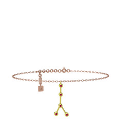 Rodolit garnet 14 ayar altın bilezik (20 cm rose altın rolo zincir)
