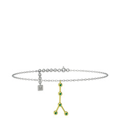 Yeşil kuvars 925 ayar altın kaplama gümüş bilezik (20 cm beyaz altın rolo zincir)