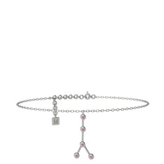 Cancer Halhal - Pembe kuvars 925 ayar gümüş bilezik (20 cm beyaz altın rolo zincir) #nzv6xv