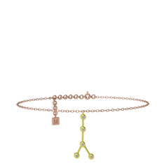 Cancer Halhal - Beyaz zirkon 8 ayar altın bilezik (20 cm rose altın rolo zincir) #o693m0