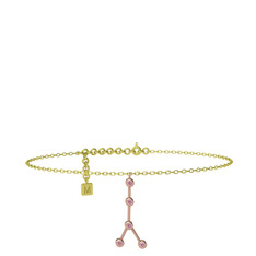 Cancer Halhal - Pembe kuvars 14 ayar rose altın bilezik (20 cm gümüş rolo zincir) #t3etcq