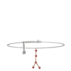 Cancer Halhal - Rodolit garnet 925 ayar rose altın kaplama gümüş bilezik (20 cm beyaz altın rolo zincir) #vk272x