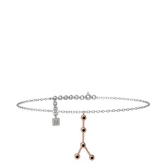 Siyah zirkon 18 ayar rose altın bilezik (20 cm gümüş rolo zincir)