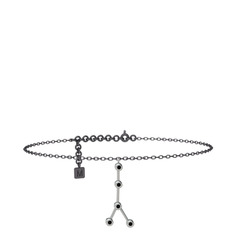 Cancer Halhal - Siyah zirkon 8 ayar beyaz altın bilezik (20 cm gümüş rolo zincir) #z0xrki