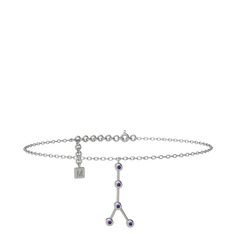 Cancer Halhal - Ametist 14 ayar beyaz altın bilezik (20 cm beyaz altın rolo zincir) #z61x26