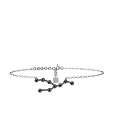 Siyah zirkon 925 ayar siyah rodyum kaplama gümüş bilezik (20 cm beyaz altın rolo zincir)