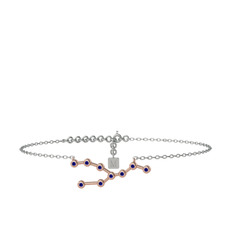 Lab safir 8 ayar rose altın bilezik (20 cm beyaz altın rolo zincir)