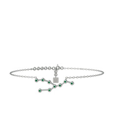 Taurus Halhal - Yeşil kuvars 18 ayar beyaz altın bilezik (20 cm beyaz altın rolo zincir) #16ychae