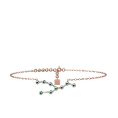 Taurus Halhal - Yeşil kuvars 8 ayar beyaz altın bilezik (20 cm gümüş rolo zincir) #19wrc1a